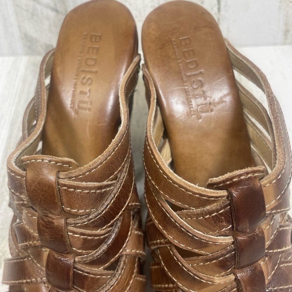 Bed Stu Brown Woven Leather Josie Wedge Sandals 7.5 - Picture 3 of 10